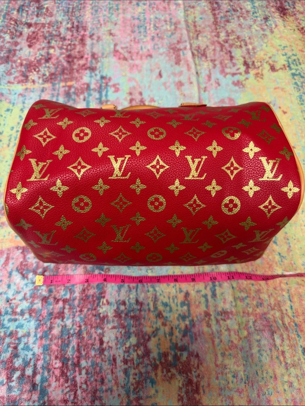Red Monogram Canvas with Gold Accents